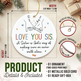 ZAGKOO Sister Ornament 2025 - Sisters Gifts for Women - Birthday, Christmas Ideas for Older Sisters Adult, Big Sis, Little Sis, Sister-in-Law We Never Walk Alone Ceramic Ornament - Sisterhood Keepsake