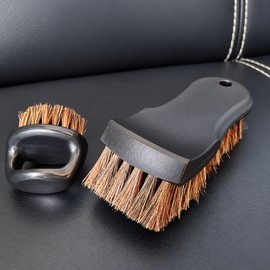 2-Piece Horsehair Cleaning Brush Set for Car Interior Detailing – Dual Brush Design for Leather, Fabric and Carpet Care