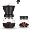 ANCLLO Manuelle Kaffeemühle mit Keramik-Frässtiften, 350 ml,Glasdosen, Silikonabdeckung und Edelstahlgriff,