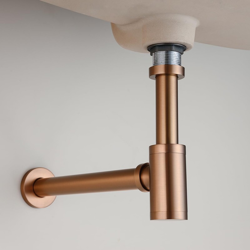 RANDOM Brass Contemporary Round Bottle P Trap 1-1/4,Bathroom Lavatory Adjustable