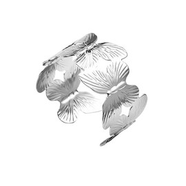 fxmimior Women Fashion Boho Cuff Bangle Bracelet Open Butterfly Wide Wire Bracelets Gold Silver Simple Cuff Bracelets Chunky Flat Cable Bracelets for Women, Large, Silver, alloy