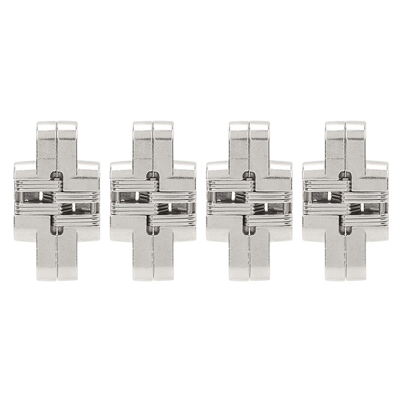 4Pcs Mini Zinc Alloy Cross Hidden Hinge 180 Degree Swing