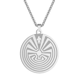 Chereda Gold Color Labyrinth Pendant Necklace For Men Women 316L Stainless Steel Maze Jewelry Amulet Necklace Gift