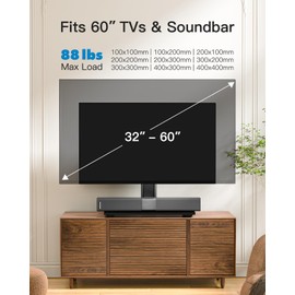 PERLESMITH Universal TV Stand, Table Top TV Stand for 32-60 inch TVs & Monitors, Height Adjustable TV Mount Stand Holds up to 88 lbs with Tempered Glass Base & Wire Management, VESA 400x400mm PSTVS04