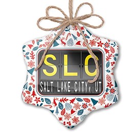 NEONBLOND Christmas Ornament SLC Airport Code for Salt Lake City, UT Red White Blue Xmas