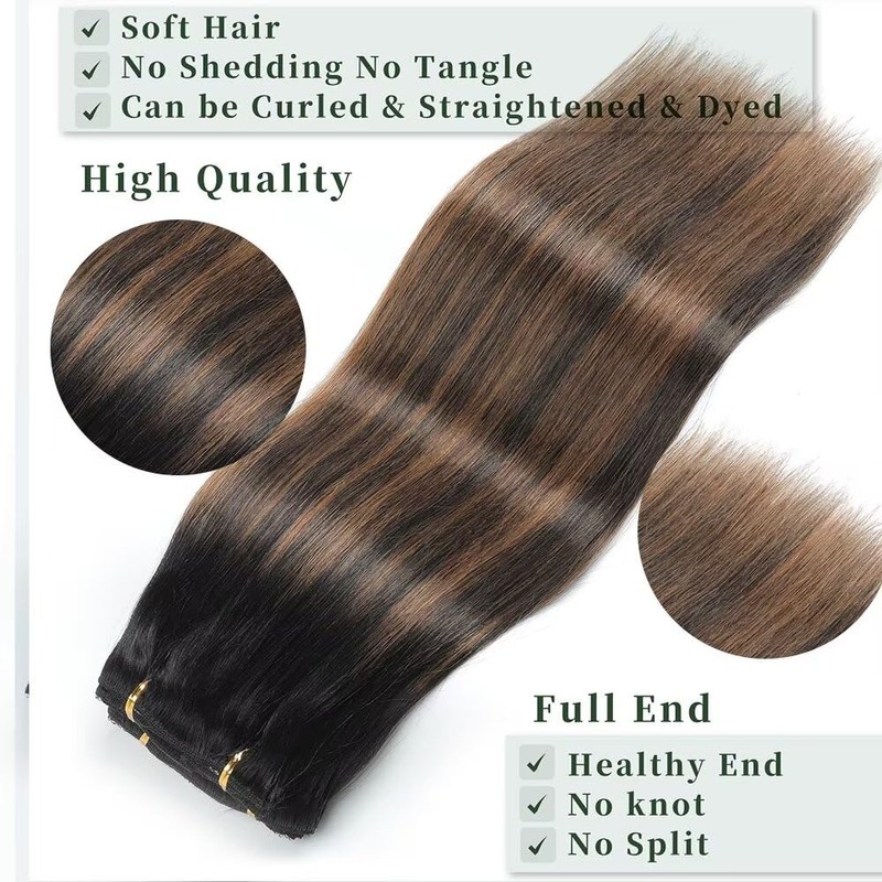 GUDOZO Clip-In Real Hair Extensions, 7 Pieces, 55 cm, 120