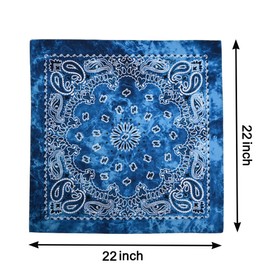 Dorilin 2 Pack Types of Paisley Pattern Bandanas, 22x22 Inches Cotton Bandanas Handkerchief Face Mask for Men & Women (Blue-2 Pack)