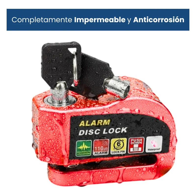 *Candado de Disco Freno Para Moto Antirrobo Con Alarma 110dB