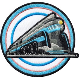 Blue Express Train - Embroidered Iron On Patch