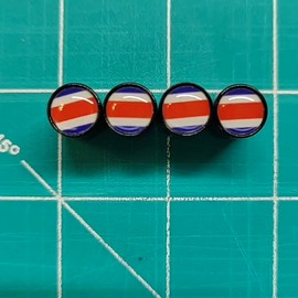 AutoValveCaps Costa Rica Flag Tire Valve Caps - Black Aluminum - Set of Four - Fits all Autos