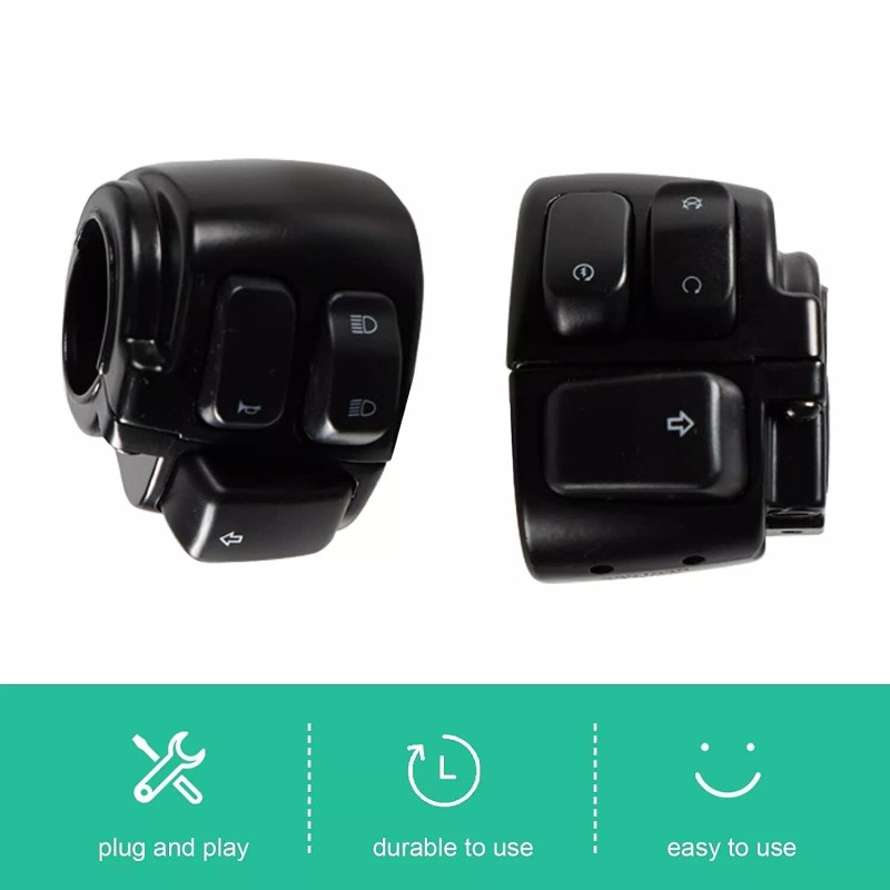 KEEPDSGN 1" Handlebar Switches Control Black For 1996-2012 Harley Davidson