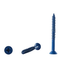 GOHODOMINO Blue Flat-Head Phillips Concrete Screw Anchor, 1/4"×2-1/4", 100 Pieces, for Anchoring to Masonry, Block or Brick
