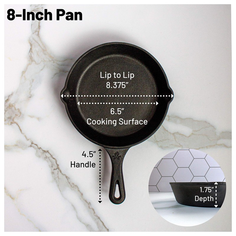 Backcountry Cast Iron Skillet(8 Inch Small Frying Pan + Cloth