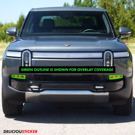 Deliciousticker For 2022-25 Rivian R1T R1S Yellow Fog Light Tint Front Overlay Vinyl Decals ppf