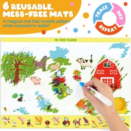 Seek and Find Books for Kids 3-5, Preschool Learning Activities, Reusable Toddler Activity Book with 6 Mess Free Water Reveal Mats, Travel Toys for Road Trip, Educational Toys for Birthday Gift
