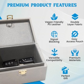 TGSMart Keyless Entry Faraday Box & Pouch Set – Premium Anti-Theft Car Key Signal Blocker – Double Layer Cream Set with Easy Access Phone & Key Pouch