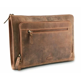 Fa.Volmer ® Riverside Brown Genuine Buffalo Leather Laptop Bag for MacBooks, Notebooks, Laptops and Tablets up to 14 Inches | Briefcase A4 | Model: Riverside, brown