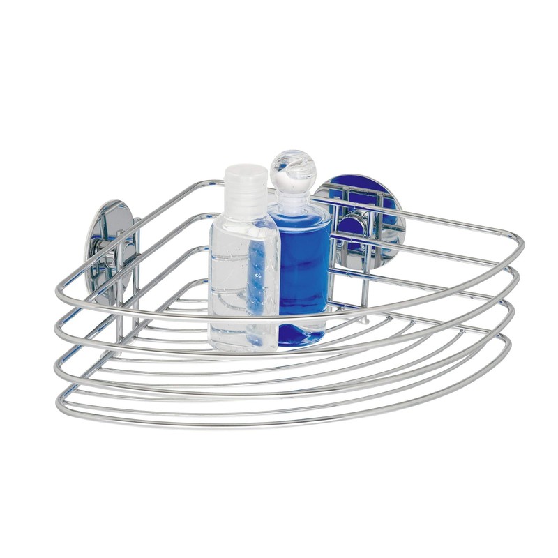 WENKO 18913100 Turbo-Loc corner shelf - fixing without drilling, Steel,