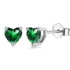 Silver Stud Earrings for Women Girls, Sterling Silver Green Cubic
