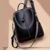 BagDesign Women's Genuine Leather Large Travel School Backpack -NAVY