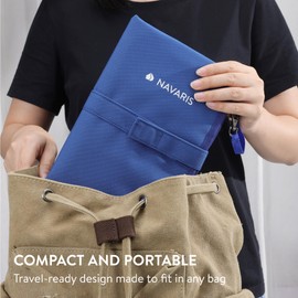 Navaris Nappy Bag for on the Go - Changing Mat on the Go - Washable Changing Mat - Changing Mat for On the Go Washable - Baby Changing Mat - Ocean