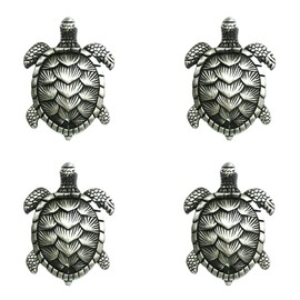 BOLWHAO Feijinmao 4 pcs Ocean Turtle Drawer knobs Turtle Metal Dresser Handle Beach Nautical Coastal Decor Pull Turtle-Shaped Knob for Cupboard Cabinet Kitchen Handle, Ancient tin