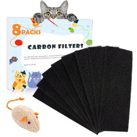 8 Pack Carbon Filters Compatible with Automatic Litter Box Robot 3, OEM Thick Replacement Filter to Absorb Odors Control Damp from Cat Keep Home Fresh