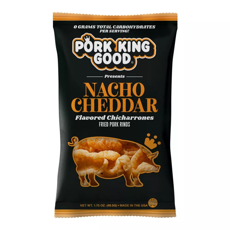 Pork King Good Nacho Cheddar Flavored Pork Rinds Chicharrones 4