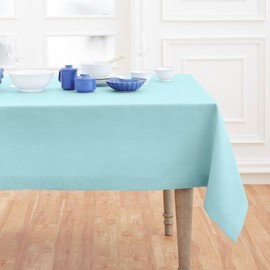 Solino Home Aqua Blue Linen Tablecloth 60 x 120 Inch - 100% Pure Linen Table Cloth for Rectangle Tables - Fete, Machine Washable Tablecloth for Spring, Summer