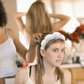 Skincare Headbands for Women, Makeup Headband Spa Headband for Washing Face or Facial, Cute Puffy Sponge Get Ready Bubble Hairband Hai Headbands for Women Girls Headwear