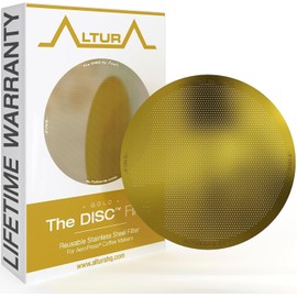 ALTURA The DISC FINE Stainless Steel Filter for AeroPress Coffee Makers – Reusable Metal Filter Replacement for Rich Flavor, Travel, and Eco-Friendly Brewing (Limited Edition GOLD)