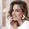 FAUTHENTICUTE White Flower Earrings For Women With Yellow Pistil Patterns