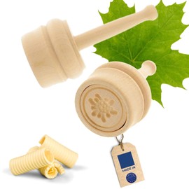 2 x Hofmeister® butter stamps, for 30 g butter, 5 cm, edelweiss, handmade in Germany, butter shape for decorating, round puncture shape, butter model made of local maple wood