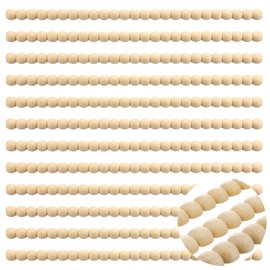 Nuanchu 12 Pcs Decorative Beaded Wood Trim Half Wooden Beads Trim Molding 15. 75 Inch Unfinished 3D Decorative Bead Pearl Wood Molding Cute DIY for Home Wall Cabinet Shelf Window Door (16 mm)