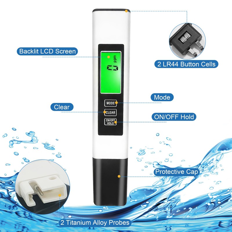TDS Meter Digital Water Quality Tester, 3 in 1 Digital