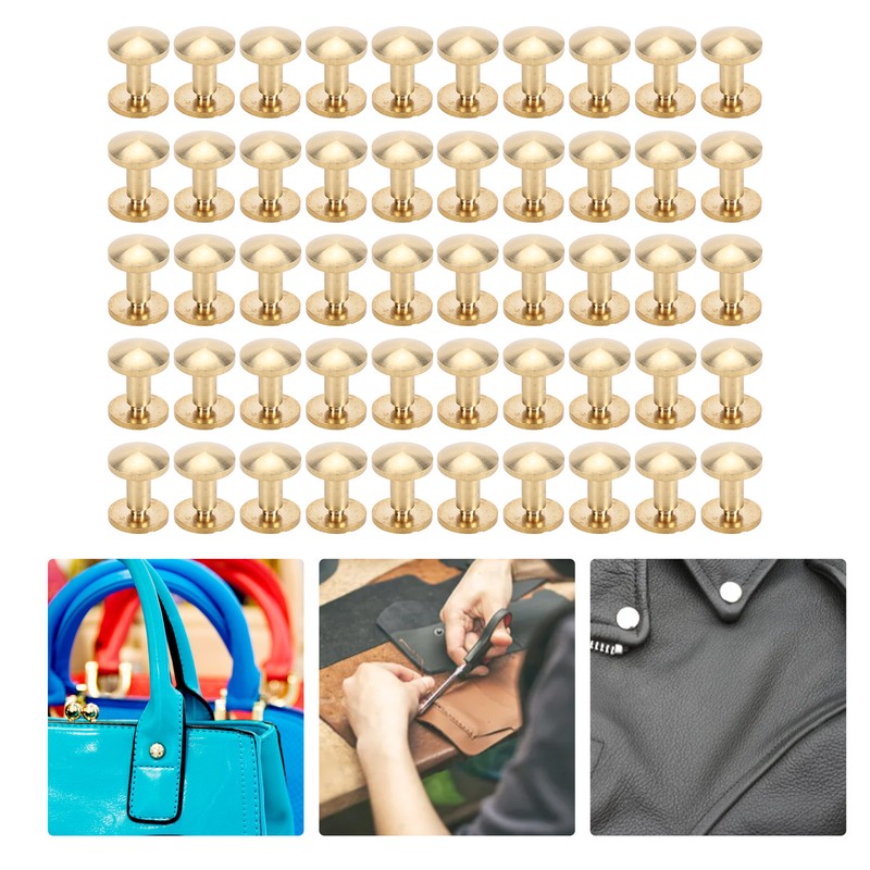 50 Set Leather Fasteners Kit Rivets for Binding Belt Strap