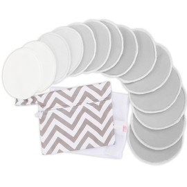 14 Pcs 4 Layers Organic Bamboo Nursing Pads,Reusable Nursing Pads for Breastfeeding, Breastfeeding Pads,Washable Breast Pads with Laundry Bag,Natural Bamboo Maternity Pads (Medium)