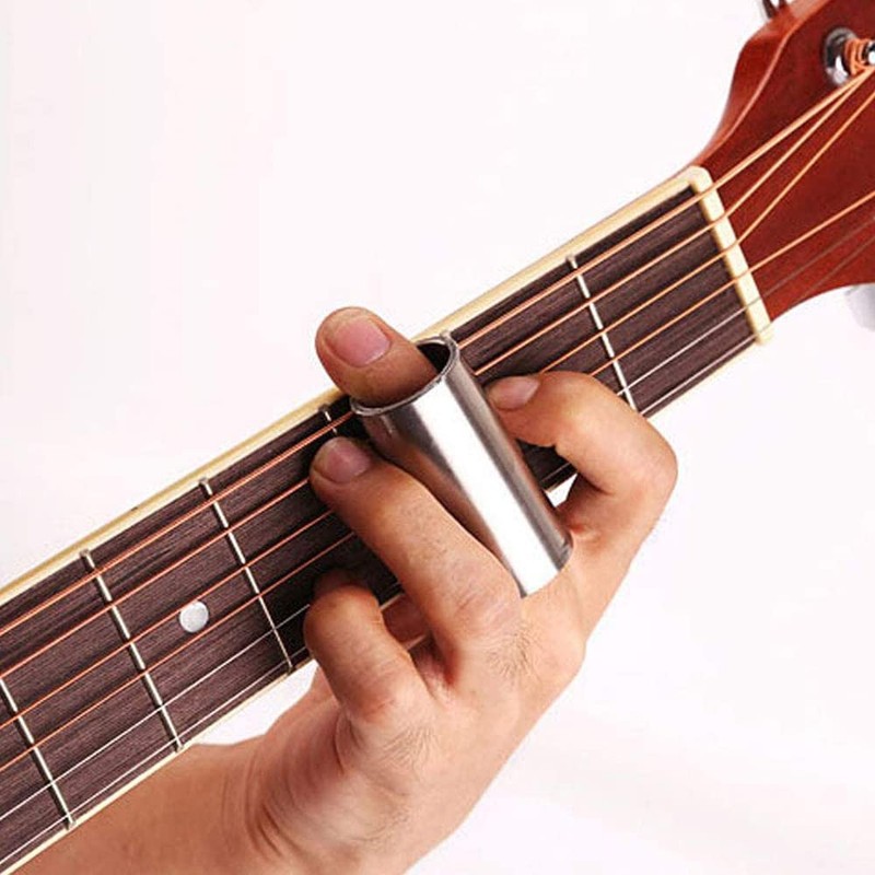 2Pcs Glass Slide and Stainless Steel Slide Guitar Finger Slide