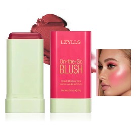 Cream Blush Stick with Brush,Waterproof Multi Cream Blush Stick Makeup,Lightweight,Long-lasting,Easy To Use,2 in 1 Multi Stick Blush for Cheeks & Lip Tint & Eyeshadow Makeup,Suitable for All Skin B