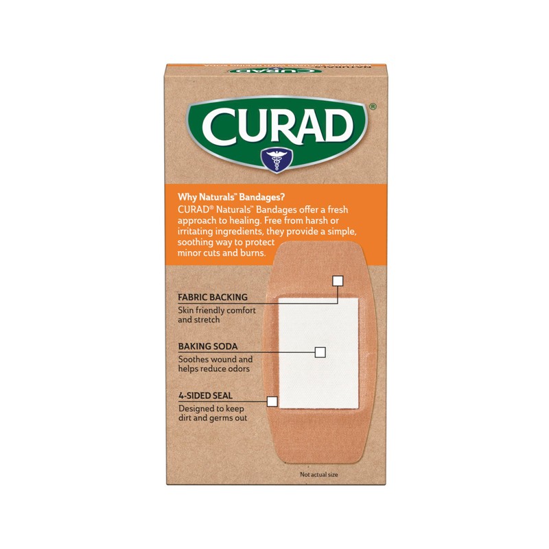 CURAD Naturals Baking Soda Bandages 2" x 4", Individually Wrapped