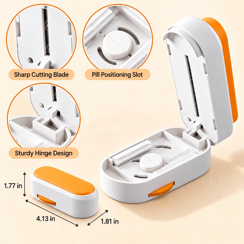 Precision Pill Cutter with Adjustable Tablet Holder – Press-to-Cut Pill