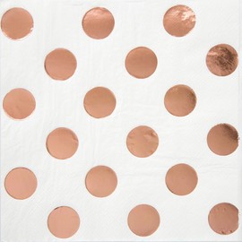 Foil Rose Gold Polka Dot Cocktail Napkins, Pack of 16