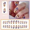 Flower Press on Nails Short Almond Fake Nails Spring Summer