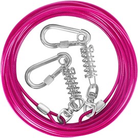 HaiYUAN Dog Tie Out Cable 10/15/20/25/30FT Dog Run Cable Rosy Pink/Blue/Purple/Silver/Red/Green/YellowTie Out Cable for Large Dogs Heavy Duty for Outside Hold Large Dogs Up to 250LBS