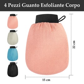 4 Stück Körperpeeling-Handschuh, Körper-Peeling-Handschuh zum Entfernen abgestorbener Haut, Peeling-Handschuhe, ideal für Männer und Frauen, Tiefenreinigung von Poren, Exfoliating Gloves für Bad und