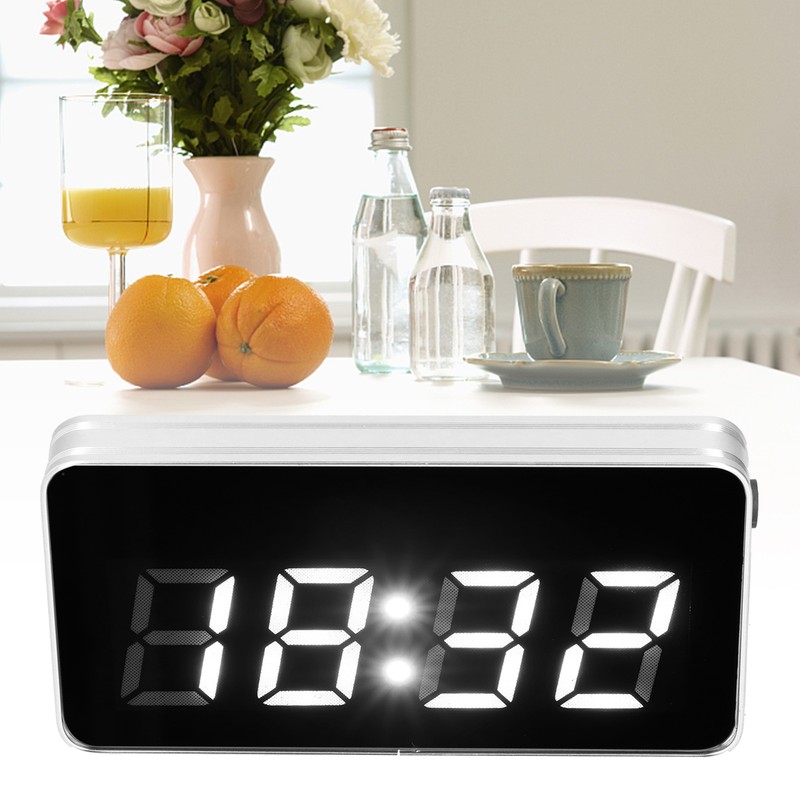 Desk Clock Glass Mirror Luminous Function LED Display Perpetual Calendar