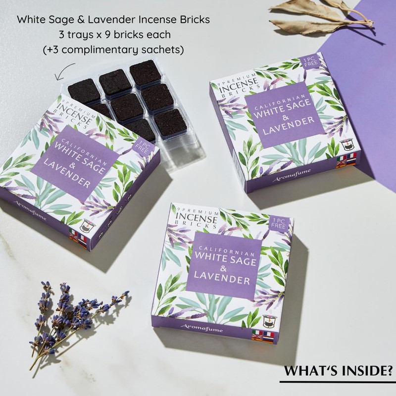 White Sage & Lavender Incense bricks (3 x 9 Bricks