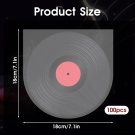 Pack of 100 Transparent Vinyl Record Sleeves Record Sleeves Record Inner Sleeves Antistatic Vinyl Protective Covers LP Sleeves for 7 Inch LP Discs