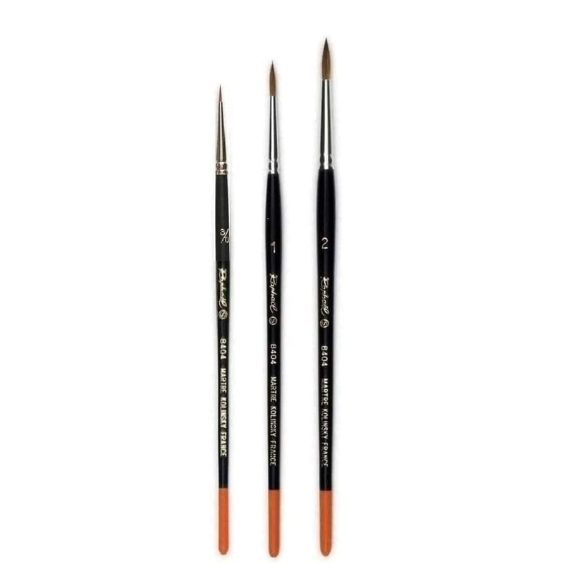 Brush Raphael Series 8404, Kolinsky, Red, Brush 3/0, 1, 2