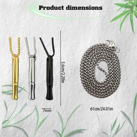 3PCS Breathing Necklace, Anxiety Necklace, Stress Relief Necklace, Portable Anxiety Whistle Breath Necklace, Deep Breathing Anxiety for Men Women (Silver + Black + Gold)
